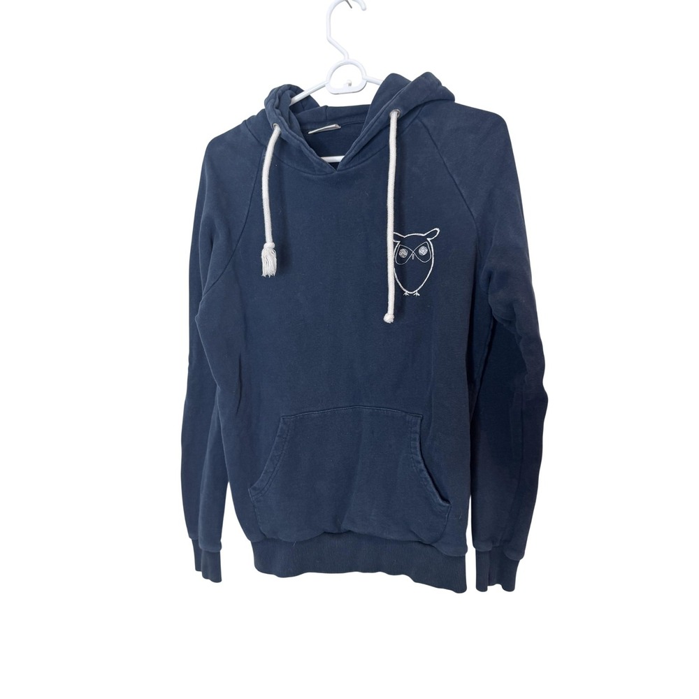 KnowledgeCotton Apparel Hoodie Mens Small Blue‎ Organic Cotton Fleece Owl Logo